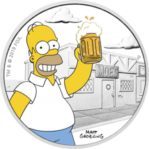 1 Unze Silber Homer Simpson 2019 (coloriert | Auflage: 5.000 | 1. Motiv)