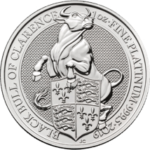 1 Unze Platinmünze The Queen's Beasts The Bull 2019 (5. Motiv)