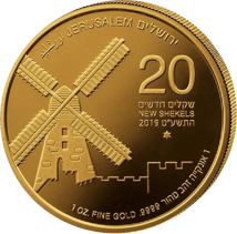 1 Unze Gold Israel Jerusalem Windmühle 2019 (Auflage: 3.600)