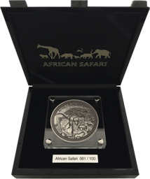 1kg Silber African Safari Nashorn 2019 Antik Finish (Auflage: 100 Stück)