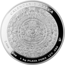 1kg Silver Aztec Calendar 2019 Prooflike (Mintage: 500 | Case & Certificate)