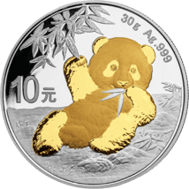 30g Silber China Panda 2020 (Auflage: 5.000 | teilvergoldet)