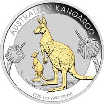 1 oz Silver Kangaroo 2020 (Mintage: 5,000 | partially gold-plated)