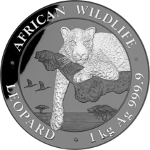 1kg Silber African Wildlife Leopard 2020 Black Edition (Auflage:100 | platiniert)