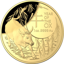1 Unze Gold Lunar Serie RAM Ochse 2021 PP (Auflage: 750 | Gewölbt)