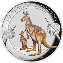1 oz Silver Kangaroo Nugget 2020 PP HR (Mintage: 5,000 | colorized | High Relief | Proof)
