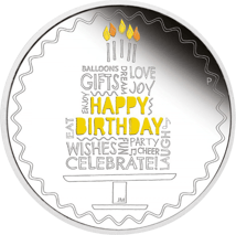 1 Unze Silber Happy Birthday 2021 PP (coloriert | Polierte Platte)