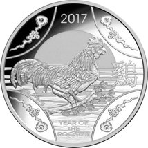 1kg Silbermünze Lunar RAM Hahn 2017 PP (Auflage: 500 | Polierte Platte)