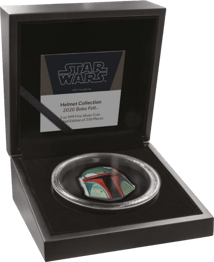 2 Unze Silber Boba Fett Helm 2020 PP (Auflage: 250 | coloriert | High Relief | Polierte Platte)