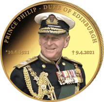5 Unze Gold Prinz Philip 2021 PP (Auflage:50 | Polierte Platte | coloriert)