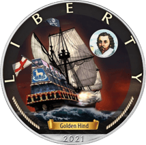 1 Unze Silber Eagle Golden Hind 2021 (Auflage: 1.500)