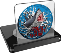 1 Unze Silber Weißer Hai 2021 (Auflage: 100 | coloriert | Space Blue)