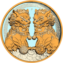 1 Unze Silber Double Pixiu 2020 (Auflage: 100 | Space Blue | gildet)