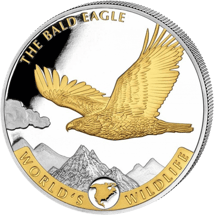 1 oz Silver World's Wildlife Bald Eagle partially gold-plated (Mintage: 5,000)