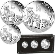 3 Münzen Silber Set Lunar III Tiger 2022 (Auflage: 2.000 | Polierte Platte)