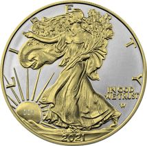 1 Unze Silber American Eagle 2021 Typ II (Auflage: 250 | beidseitig Teilvergoldet)