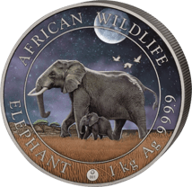 1kg Silber Somalia Elefant 2022 PP Limited Night Edition (Auflage: 100)
