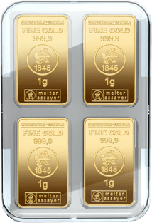100 x 1g Goldbarren Heimerle und Meule UnityBox
