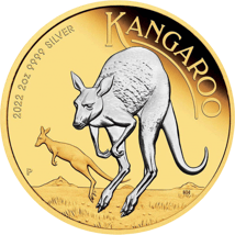 2 oz Silver Kangaroo Nugget 2022 (Mintage: 3,000 | Reverse gilded)