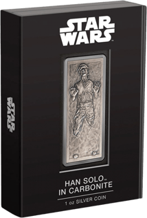 1 Unze Silber Star Wars Han Solo Karbonit-Barren 2022 AF (Auflage: 5.000 | Antik Finish)