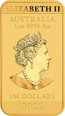 1 oz Gold Bar Dragon 2022 (Mintage: 8,888)