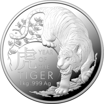 1kg Silber Lunar Serie RAM Tiger 2022 PP (Auflage: 100 | Polierte Platte)