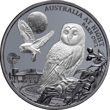 1 Unze Silber Schleiereule 2022 Black Proof Australien bei Nacht 2022 (Auflage.1.000)