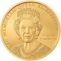 0,5g Gold Queen Elizabeth II. - In Memoriam 2022 PP (Auflage: 25.000 | Polierte Platte)