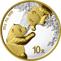 30g Silber China Panda 2023 (Auflage: 250 | beidseitig teilvergoldet)