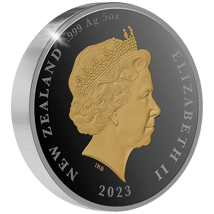5 Unze Silber Kiwi 2023 (Auflage: 300 | Black Proof | teilvergoldet)
