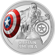 3 Unze Silber Marvel Captain America 2023 PP (Auflage: 1.000 | coloriert | Polierte Platte)