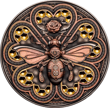 2 Unze Silber Steampunk Biene 2023 AF HR (Auflage: 500 | High Relief | Antik Finish)