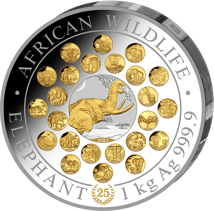 1kg Silber Somalia Elefant 25. Jubiläum 2023 PP (Auflage: 250 | Polierte Platte)