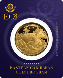 1 Unze Gold EC8 Dominica Mountain Chicken 2022 (Auflage: 2.500 | Eastern Caribbean Serie)