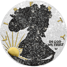 1 Unze Silber American Eagle 2023 Iced Out Black Diamond  (Auflage: 100 | teilvergoldet)