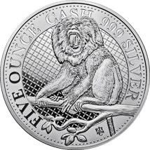 5 Unze Silber Bartaffe India Wildlife 2023 (Auflage: 250)