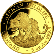 5 Unze Gold Somalia Leopard 2023 PP (Auflage: 50 | Polierte Platte)