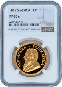1 Unze Gold Krügerrand 1967 (inkl. SA-Mint Papiertasche | PF 66 | Slab)