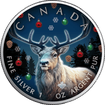 1 Unze Silber Maple Leaf Merry X-Mas 2023 (Auflage: 2.023 | coloriert)