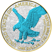1 Unze Silber American Eagle 2023 Space Blue Iced Out (Auflage: 50 | teilvergoldet | Reverse)
