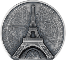 2 Unze Silber Eiffelturm Paris 2024 (Auflage:1.889 | High Relief | Antik Finish)