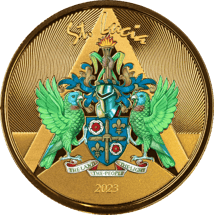 1 Unze Gold EC8 St. Lucia 2023 Coat of Arms  (Auflage: 100 | coloriert)