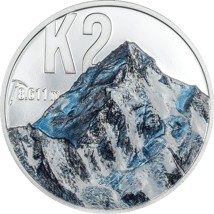 2 Unze Silber Gipfel der Erde K2 2024 (Auflage: 999 | High Relief | Polierte Platte | coloriert)