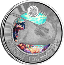 1 oz Silver Cayman Islands Stingray 2023 (Mintage: 500 | colorized)