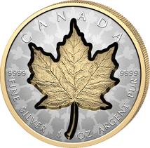 1 Unze Silber Maple Leaf Super Incuse 2024 (Auflage: 8.000 | teilvergoldet | Reverse Proof)