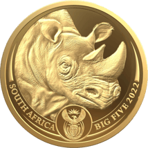 5 Unze Gold Big Five II Nashorn 2022 (Auflage: 50 | 2. Motiv | im Etui)