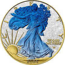 1 Unze Silber American Eagle 2024 Typ II 5 Elemente Luft Iced Out (Auflage: 50 | teilvergoldet | coloriert)