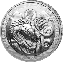 50 Dollar Kanada Silbermünze Jahr des Drachen 2024 (Auflage: 5.388 | beidseitig High Relief | Polierte Platte)