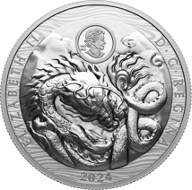 50 Dollar Kanada Silbermünze Jahr des Drachen 2024 (Auflage: 5.388 | beidseitig High Relief | Polierte Platte)