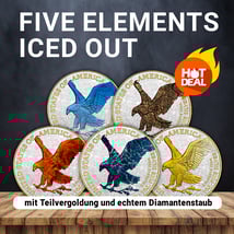 5 Elemente American Eagle Iced Out Set 2024 (5x 1 Unze Silber)